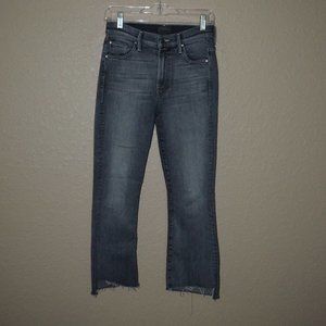$218 Sz 27 Mother The Insider Crop Step Fray Huntress Gray Jeans